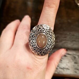 Silver and Moonstone Paparazzi Ring